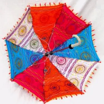 Beautiful Embroidered Handmade Mirror Work Indian Rajasthani Decorative Umbrella Wholesale/Supplier