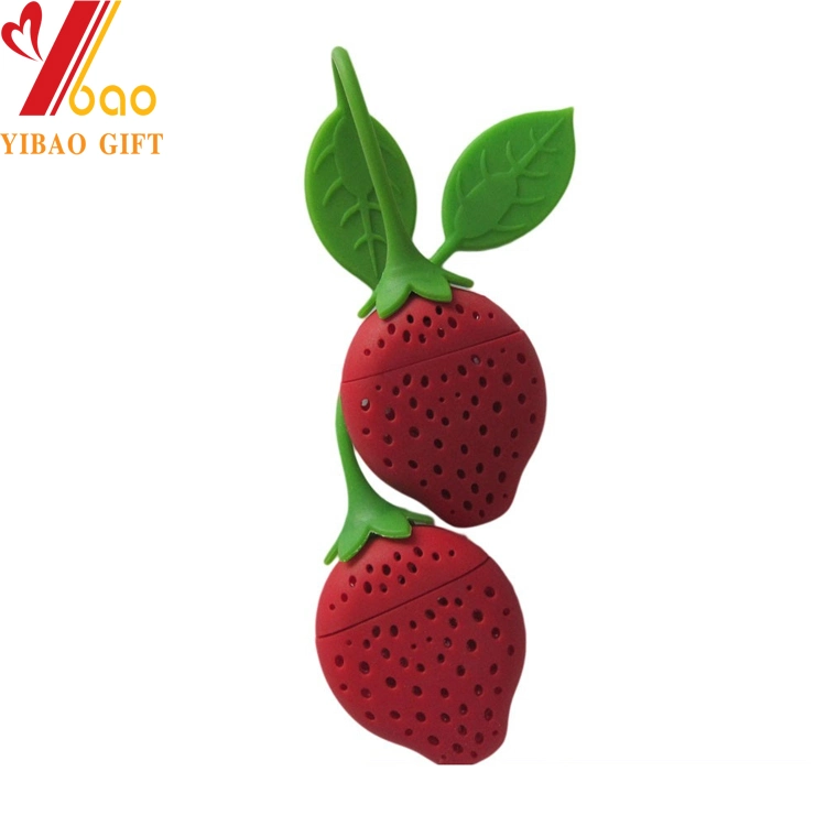 100% Food Grade Custom Strawberry Shape Red Color Silicone Bulk Tea Infusers Tea Bag for Kitchenware (XY-TB-13)