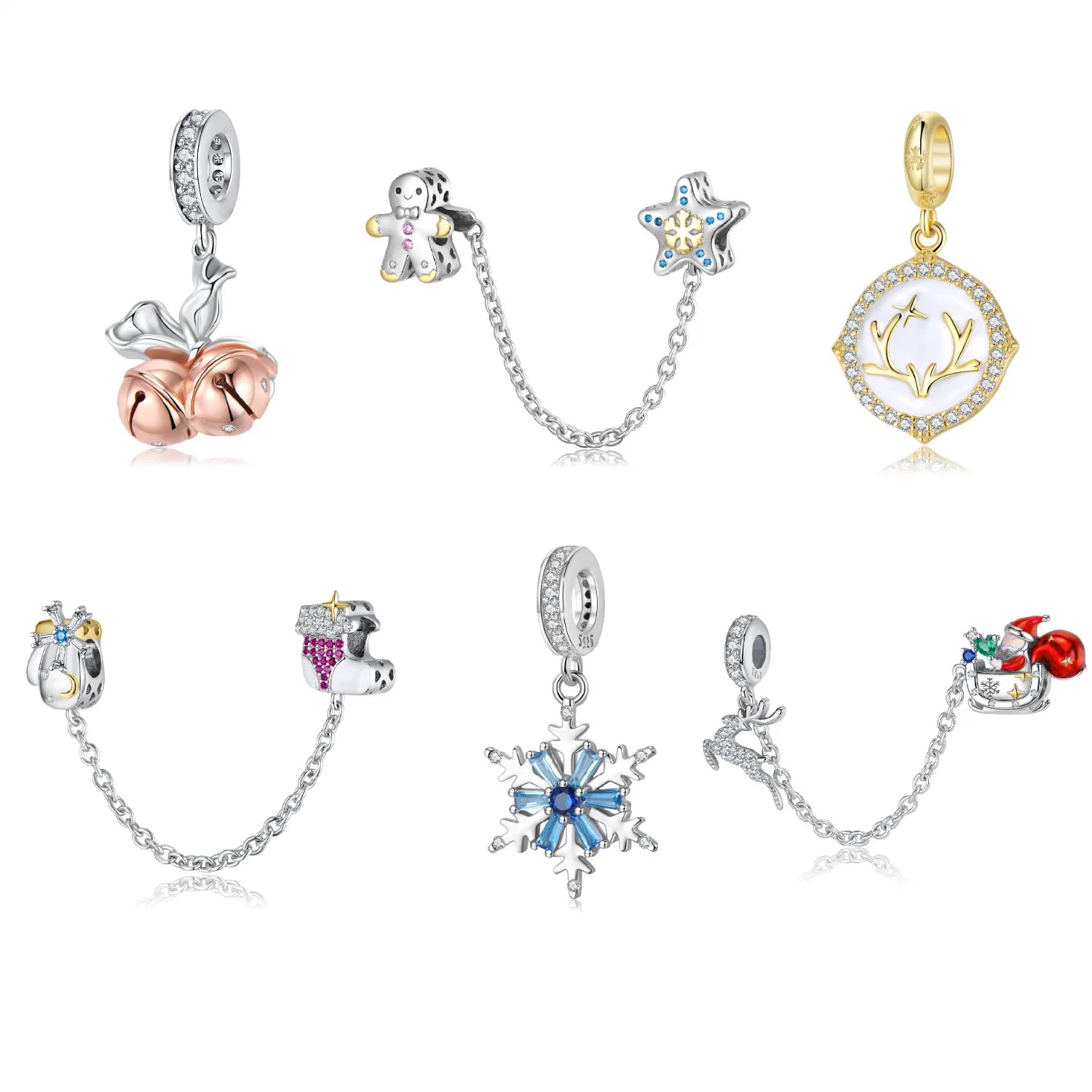 Inspirado en la marca de bisutería abalorios de cristal S925 de piedras preciosas plata esterlina Charms Charms Necklace Bracelet DIY Accesorios Regalo de Navidad para niños
