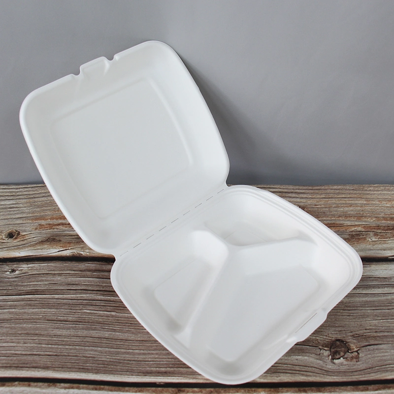 OEM Take Away Microwave Oven Safe 100%Compostable Bio Bagasse Menu Box