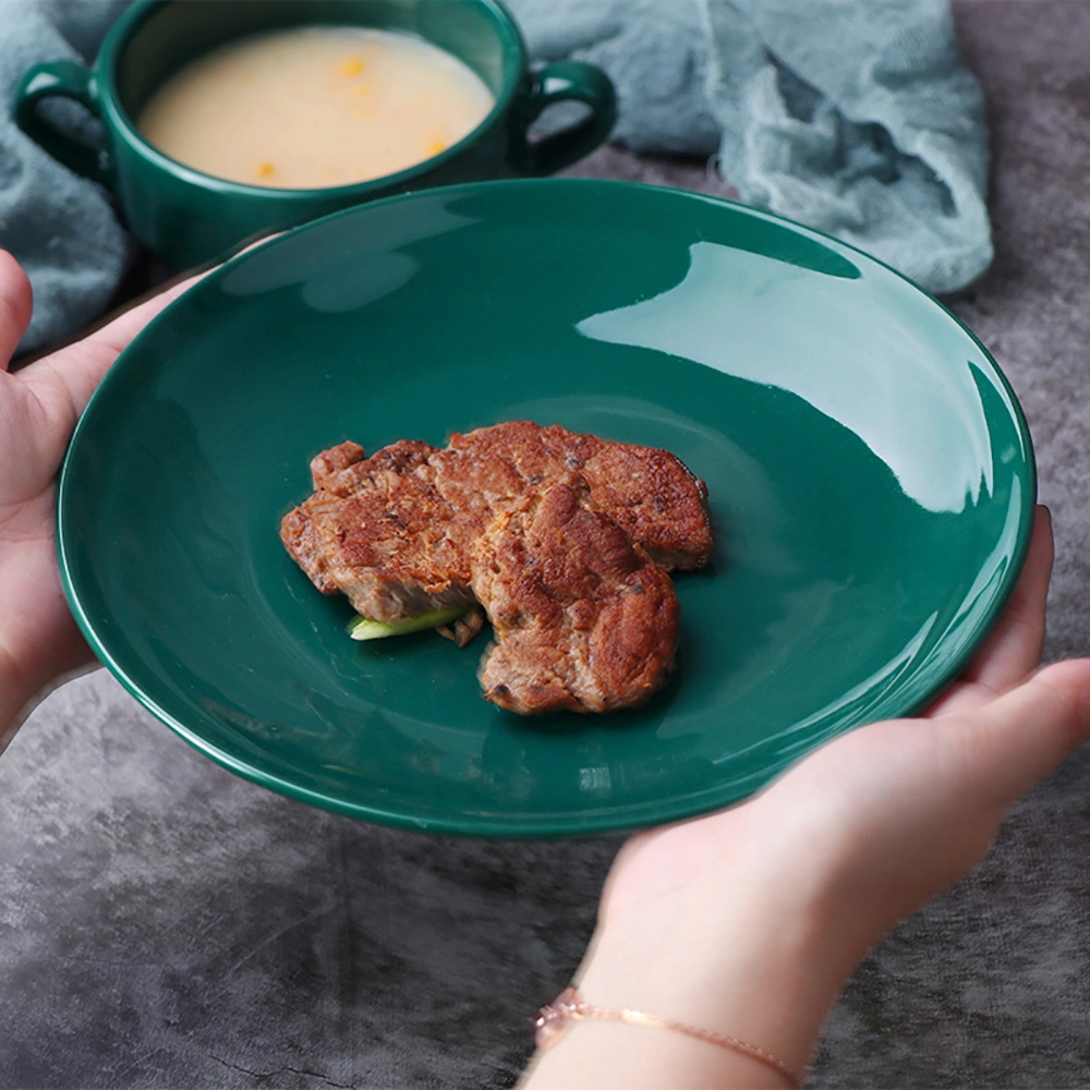 Platos de cerámica verde para cenar Precio fijo Cena de porcelana de estilo nuevo Conjuntos Restaurante platos Dinnerwares