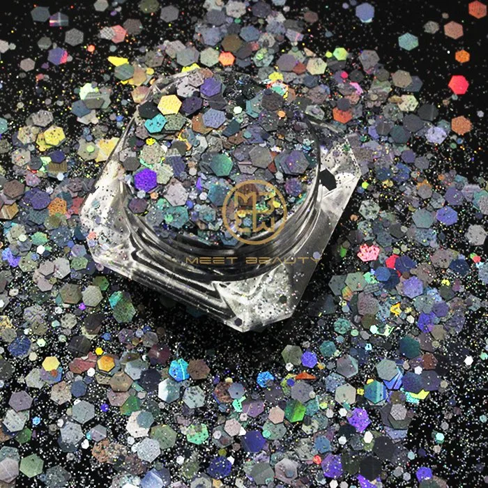 Holographische Tumbler Mix Glitter Großhandel/Lieferant Bulk Nail Art Dekoration Chunky Glitter-Pulver