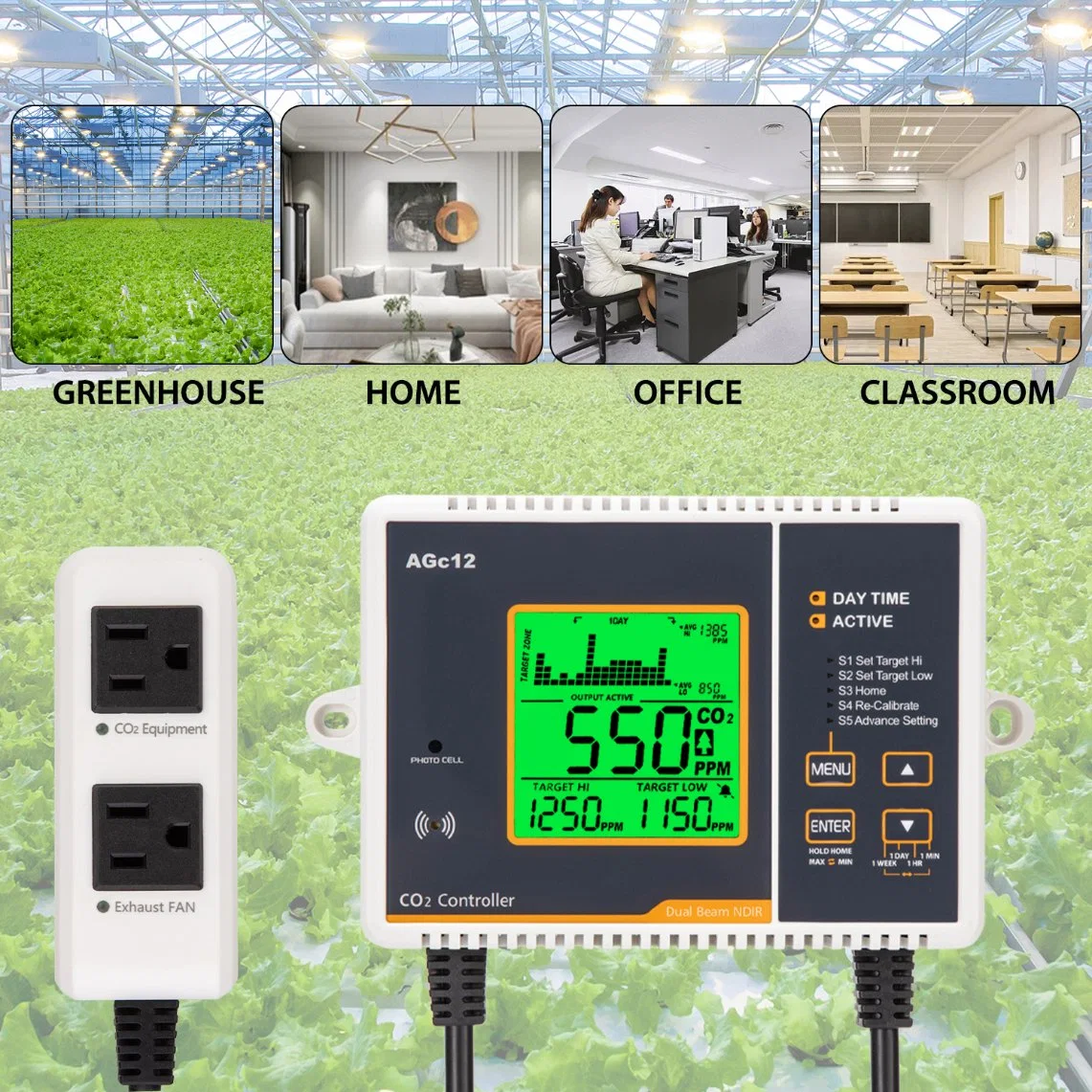 Montagem na parede a concentração de dióxido de carbono para o lar do Detector de qualidade do ar HVAC MEDIDOR DE CO2 portátil