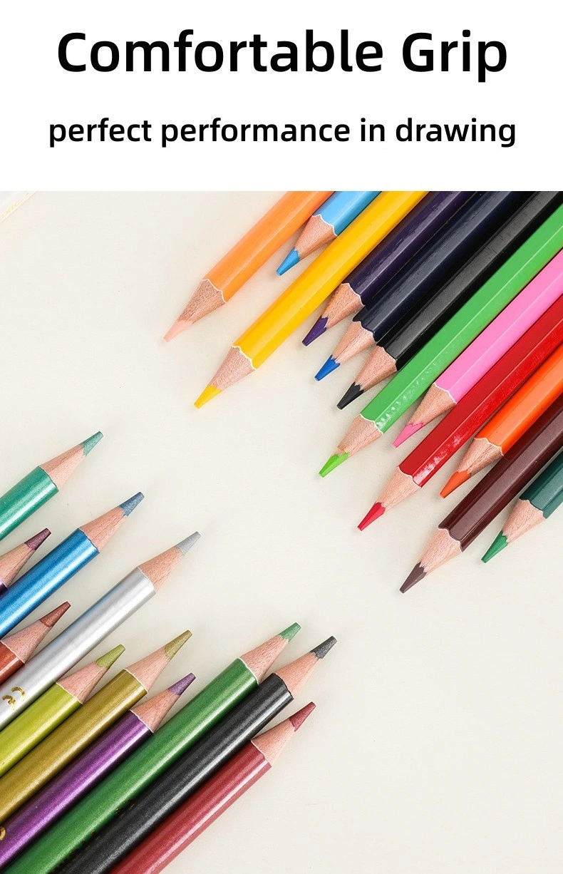 Crayons de couleur professionnels à base d'eau 12 couleurs, cœur doux de qualité artiste avec couleurs vives, parfaits pour dessiner des ombres d'esquisses