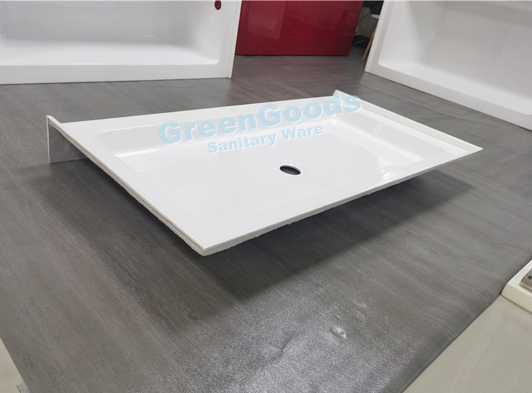 CE USA Standard Durable Non-Slip White Rectangular Shape Shower Tray