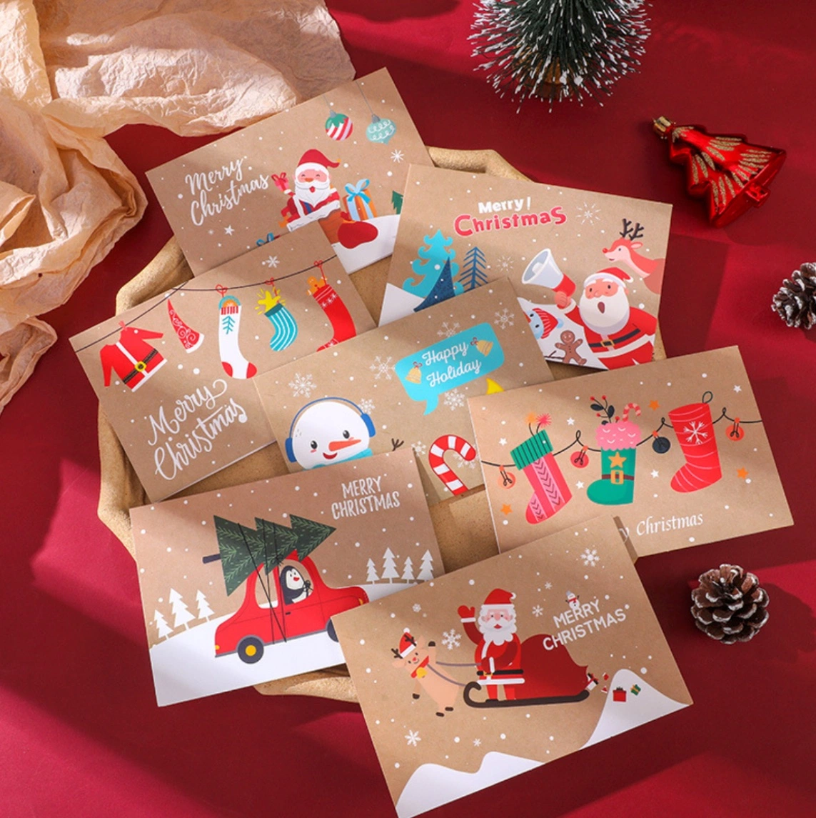 L'estampage d'or d'impression personnalisé Papier carte de voeux Cartes de Noël