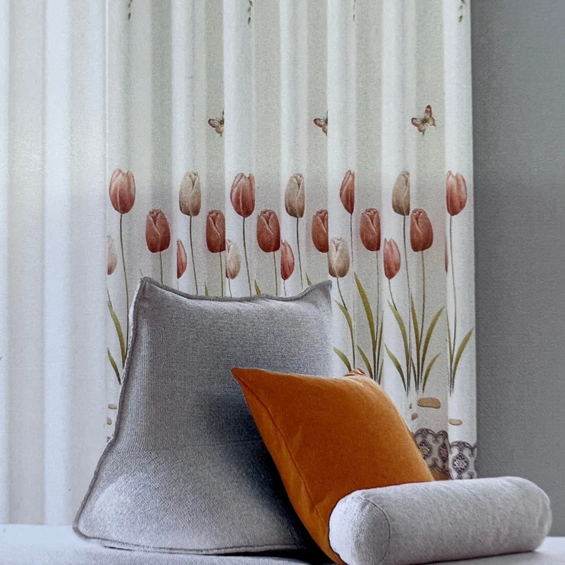 Printed Jacquard Fabric Home Hotel Window Wholesale/Supplier Curtain with Pattern Tulip&Leaf