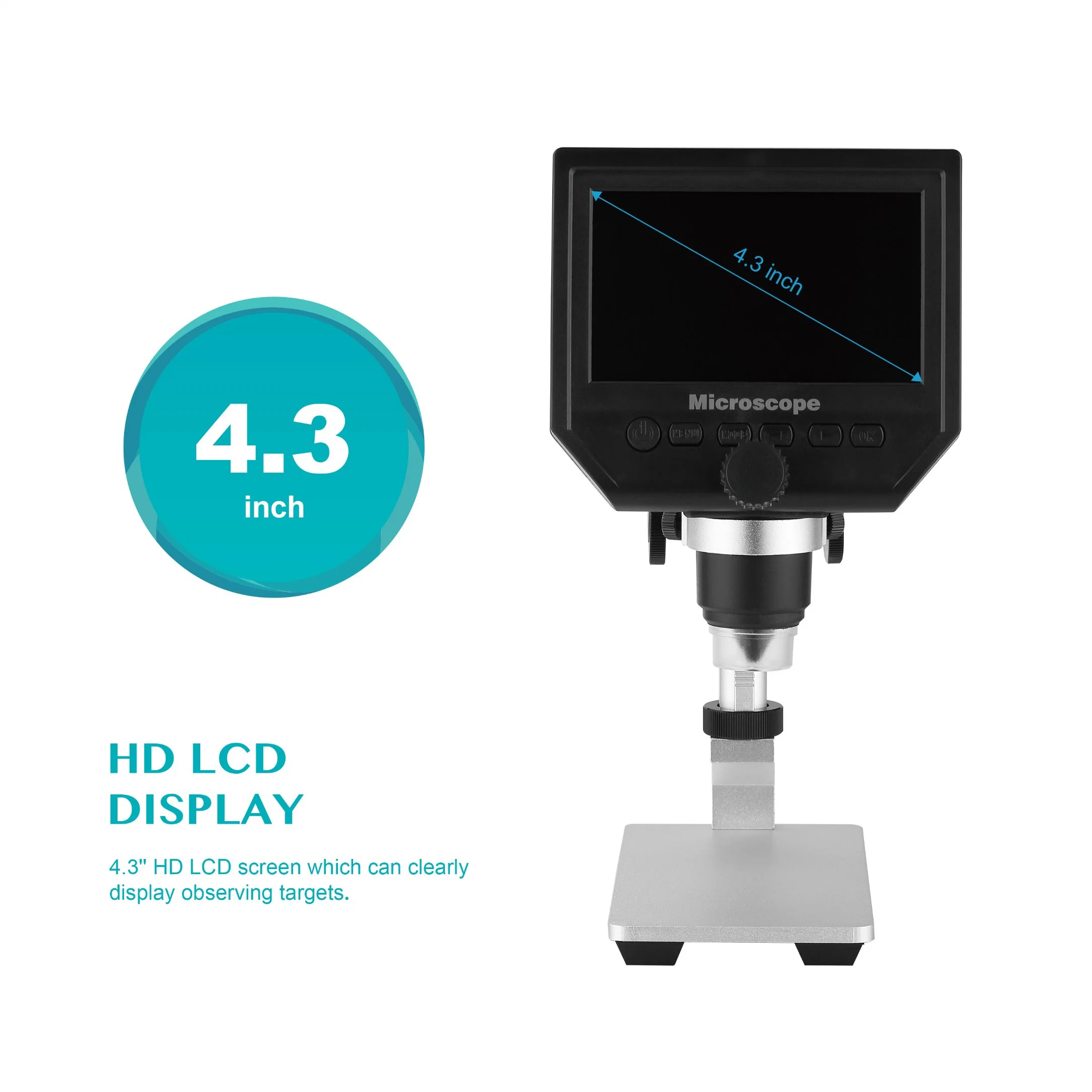 500X LED Illumination LCD Digital Microscope for Mobile Phone Motherboard (BM-DM43S)