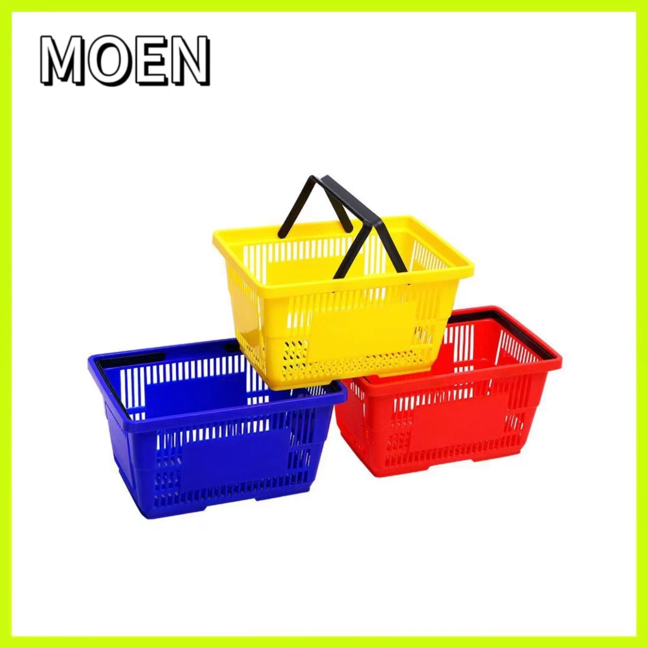 Supermarket Wholesale Small Plastic Baskets Handles Plastic Shopping Cart for Fruit