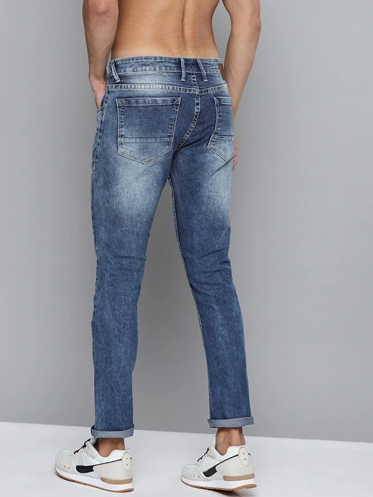 Los hombres Slim Fit de fundido de la luz azul elástico Jeans Jeans Mezclilla de moda para hombres