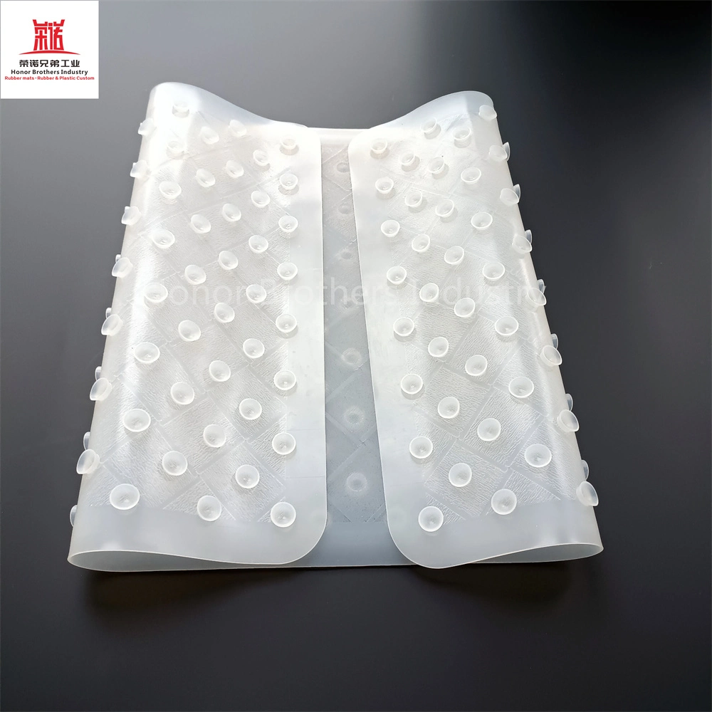 Transparent Silicone Bath/Tub/Shower Anti-Slip Mat with Suction Cups, Clear