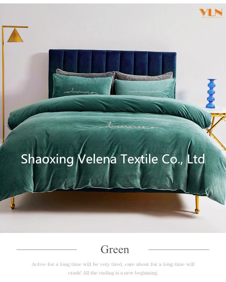 Full Size 100% Polyester Holland Velvet Environmentally Friendly Antibacterial Fabric 4 in 1 Comforter Cover Bed Sheet Bedding