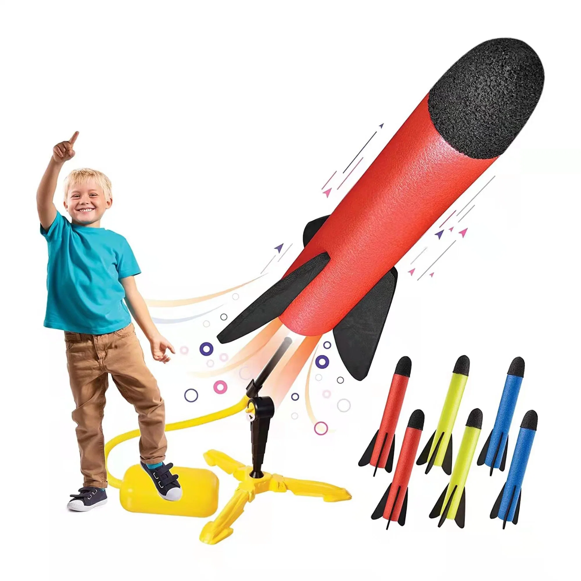 Launcher Shoots up to 100 Feet 6 Colorful Gift Toys for Boys and Girls Age 3+ Years Old Toy Rocket