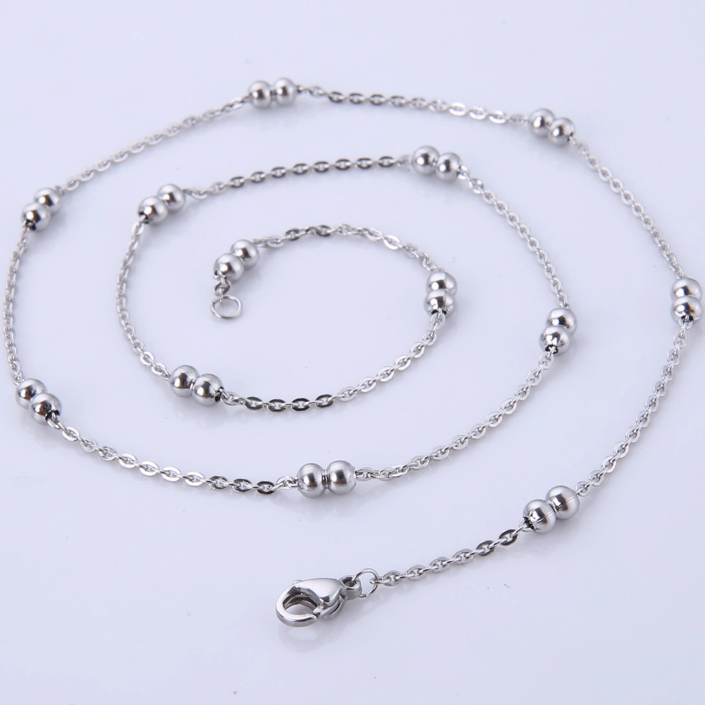 Stainless Steel Necklace Double Beads Cross Link Chains for Woman