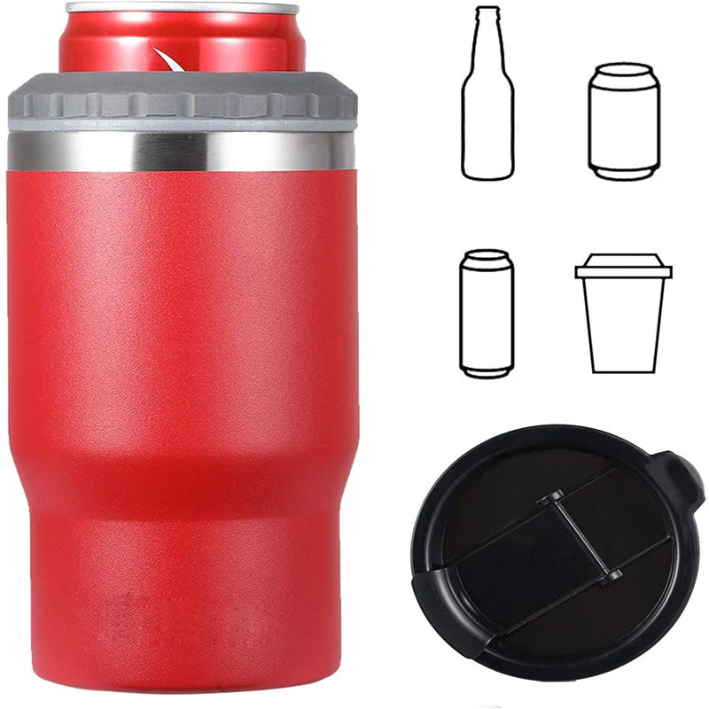 Hot Selling Powder Coat 14oz Multi 18/8 Stainless Steel Tumbler Custom Insulated 4 in 1 Can Coolers Fit 12oz Slim Cans