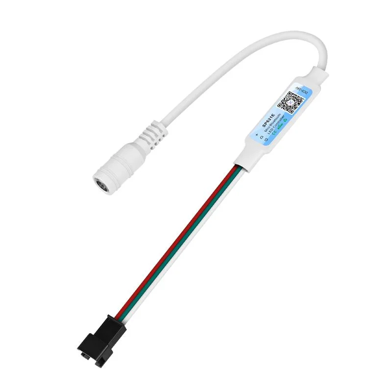 Sp621e وحدة تحكم ببكسل Bluetooth 5.5*2.1 ملم الطاقة ذكر لـ Ws2811 Ws2812b Ws2813 LED Strip DC5~24V Mini Bluetooth LED Controller