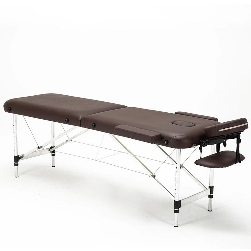 Portable 2 Section Pliage PVC Aluminium Table de massage en cuir