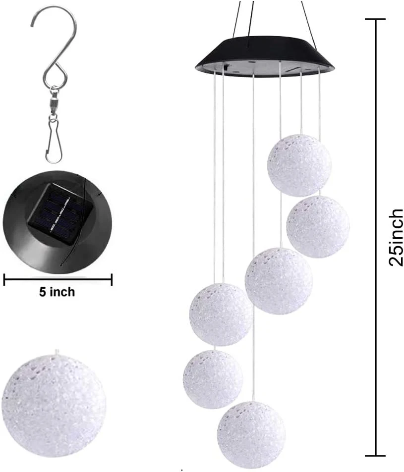 Alitamei Color Changing Crystal Ball LED Light Solar Powered Wind Chime Waterproof Hanging Solar Mobile Lamp for Patio Yard Garden Home Decoration Gift,