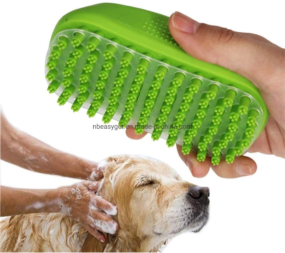 Pet Comb Bath and Massage Brush with Soft Rubber Bristles Esg12352