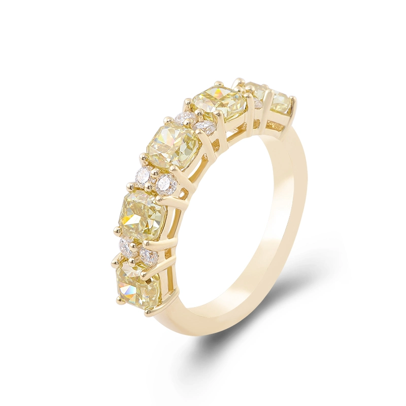 Bagues de bijoux en diamants Moissnaite femmes Yelloow Moissanite spécial de l'éternité Band avec bague de mariage d'engagement 18K