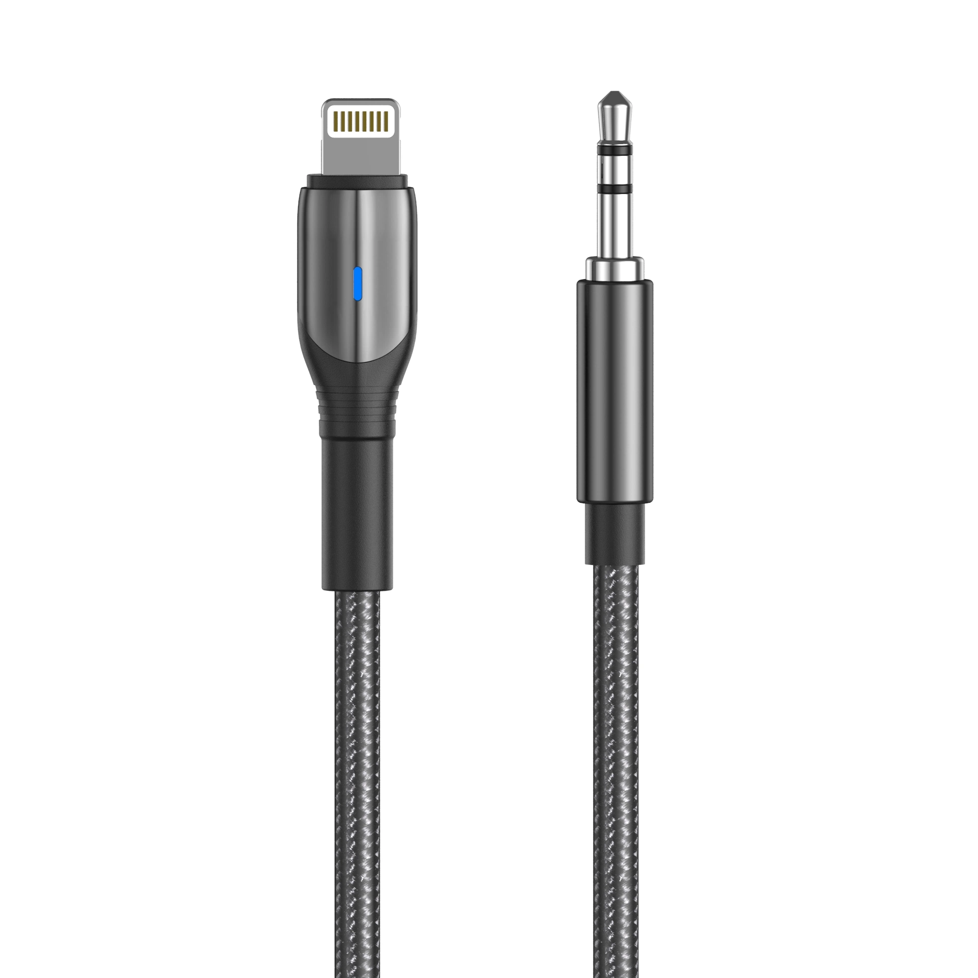 High quality/High cost performance Nylon Braid for light-Ting to 3.5mm Headphone Jack Audio Aux Cable 1m Splitter Earphones Cable