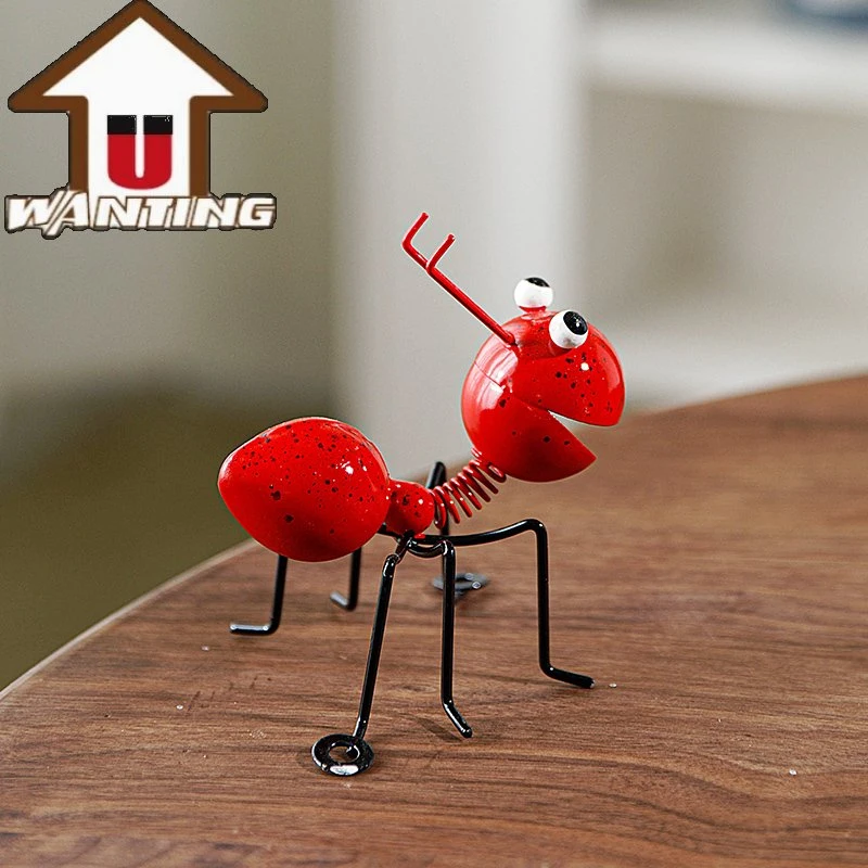 Venta caliente decoración de jardín forma animal Metal Ant decoración de casa Estilo de dibujos animados