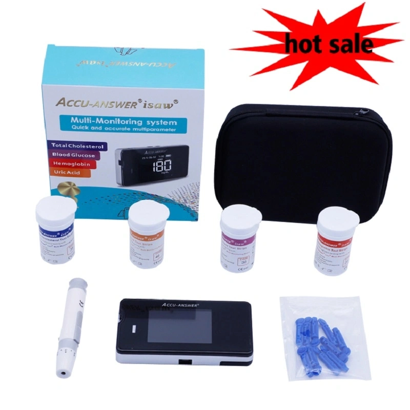 Accu-Answer 4 em 1 ácido uric do cholesterol do glucose do sangue do hemoglobin Kit de teste de tiras de teste de sangue Máquina de teste rápido