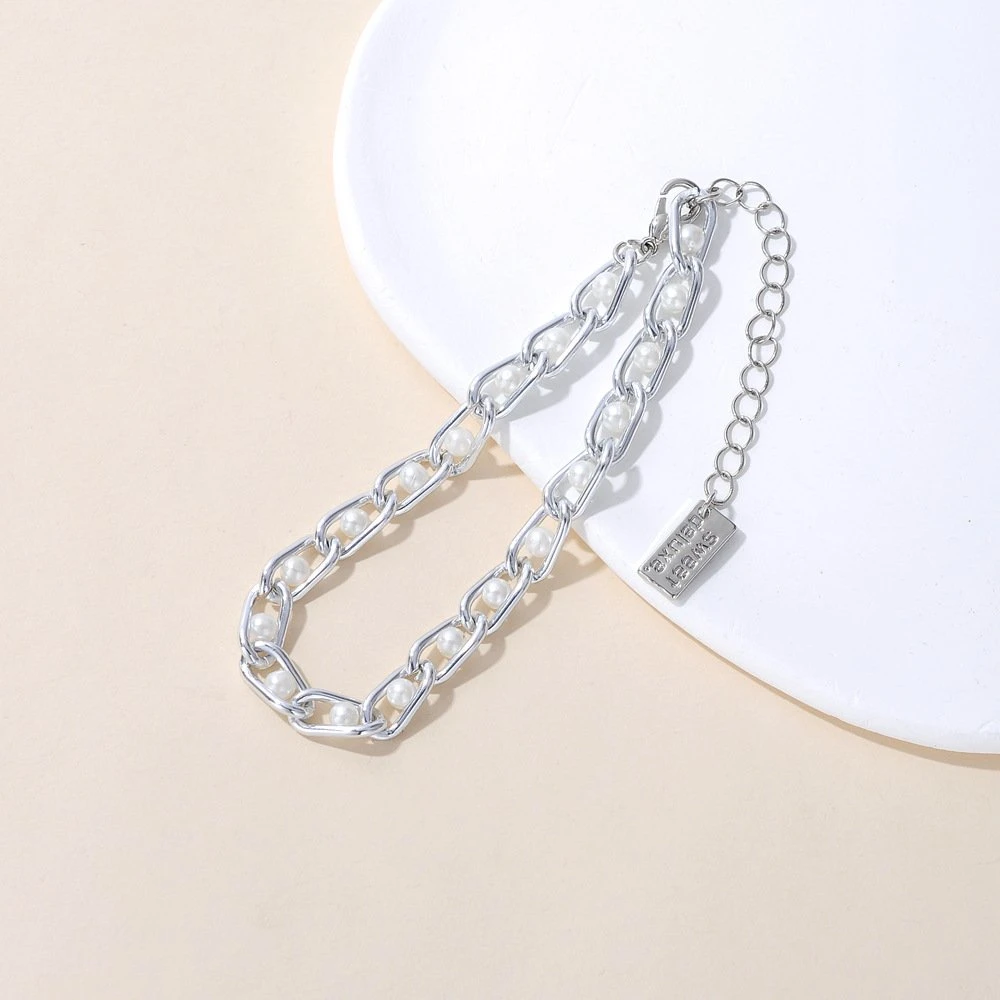 Fresh Fashion Luxury Style Imitation Pearl Metal Bracelet for Women Lady