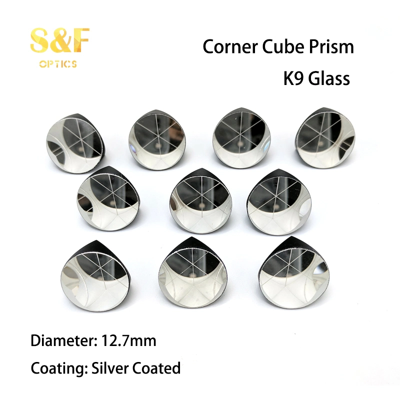 Small Size Diameter 12.7mm Optical K9 Glass Prism Silver Coated Corner Cube Prism for Total Station Surveying