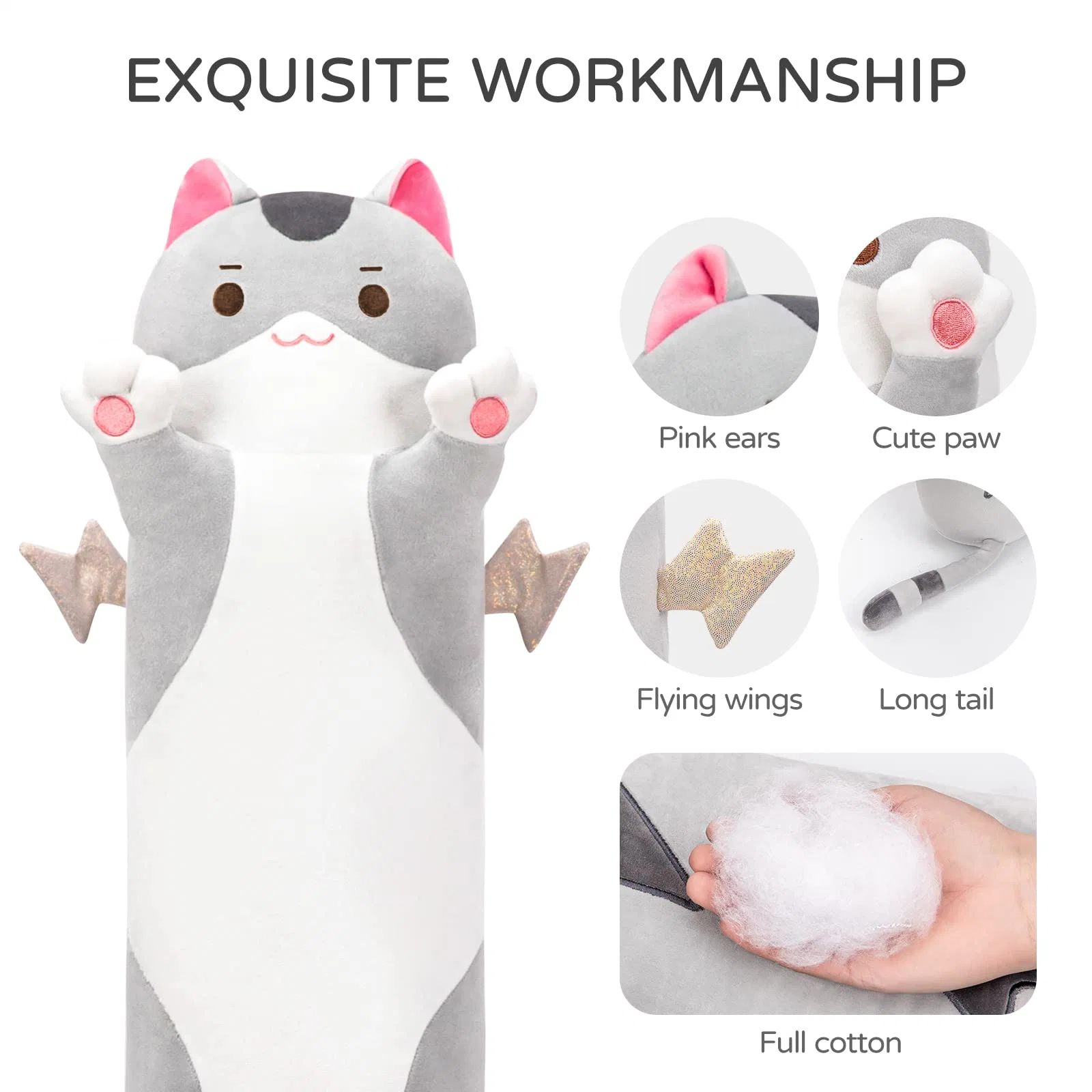 Hot Sale Birthday Gift Cat Plush Body Pillow Doll Toy for Girlfriend