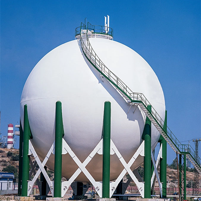 Lox Lin Lco2 Lnh3 clorometano propano Butano esfera del cloro Depósito de presión depósito de almacenamiento LNG LPG depósito esférico para Petroquímica Empresa de planta