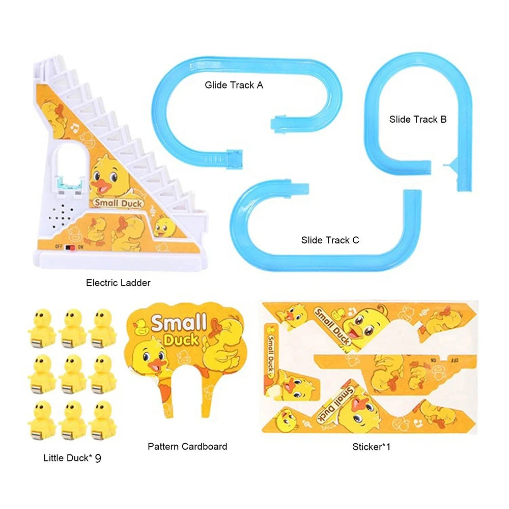 Educational Toy Sliding Railway Track 9 Small Yellow Plastic Electric Ducks Climbing Stair Slot Toy Small Duck