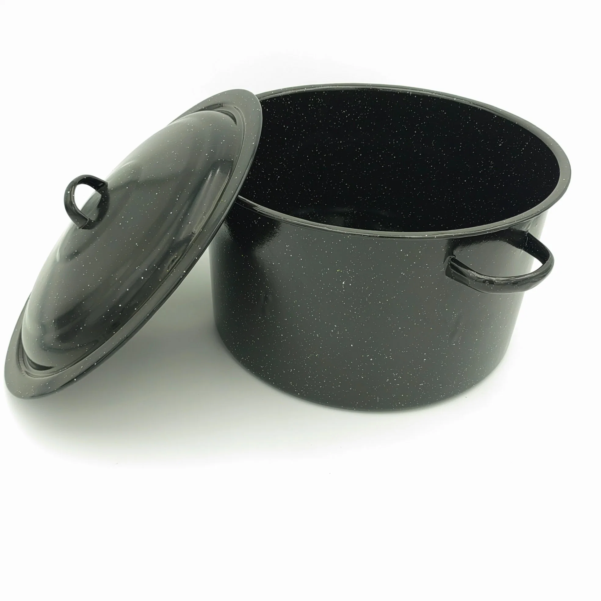 Couverture de ceinture à double oreille noire Pot à lait émaillé épaissi Pot à soupe aux nouilles