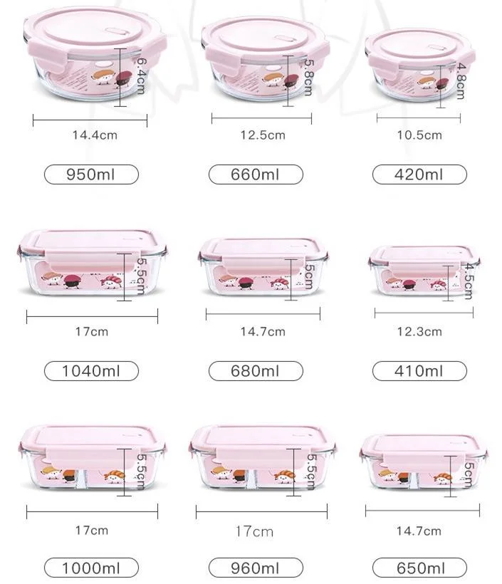 Lunch Bento Box Food Grade Sealed Frozen Glass Crisper Refrigerator Special Heating Glass Lunch Box