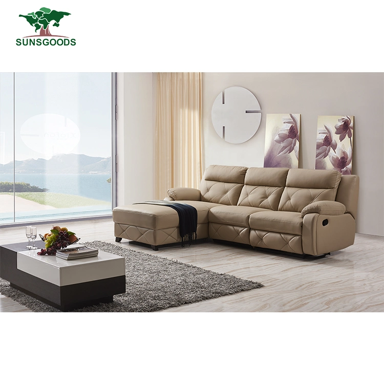 American Style Living Room Furniture Genuine Recliner Leather Corner Sofa