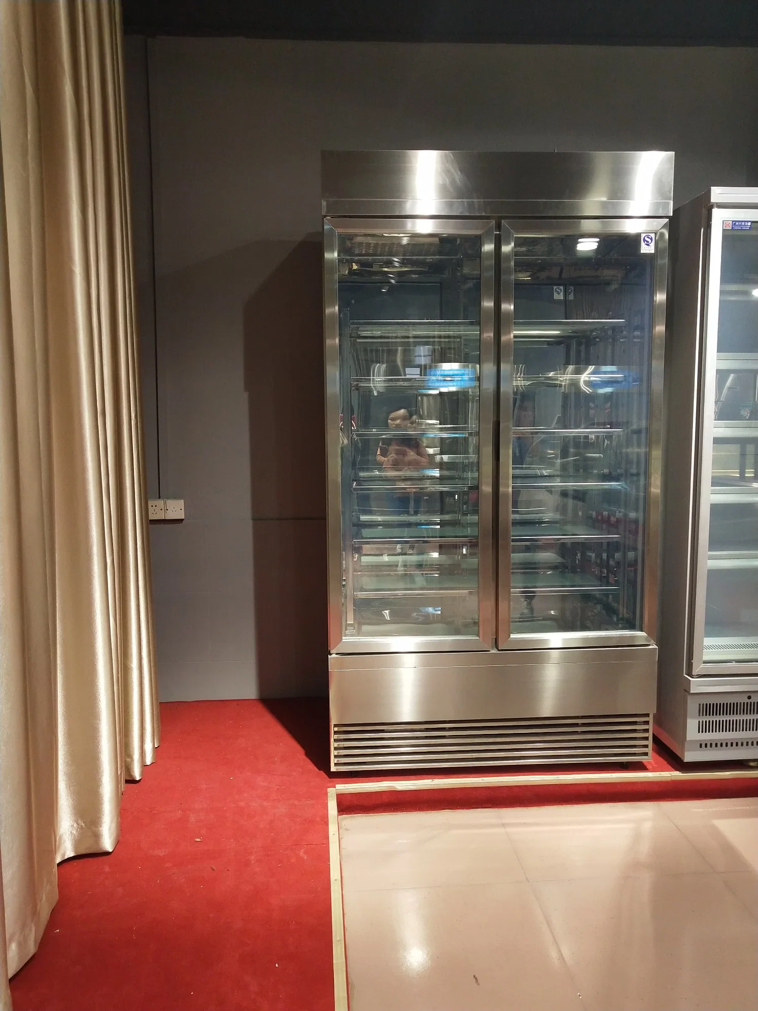 Commercial Luxury Stainless Steel Double Bigger Doors Display Showcase