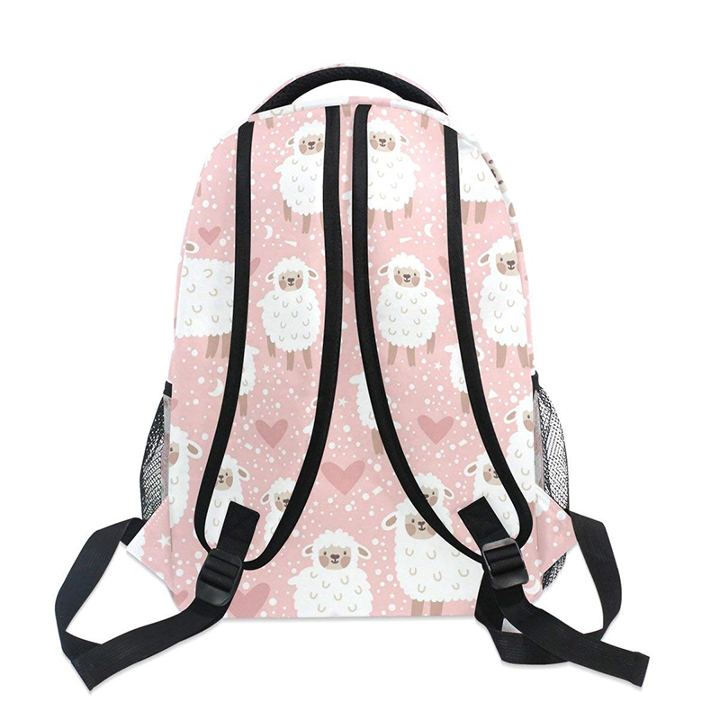 Los niños Mochila Mochila escolar personalizada portátil bolsas de viaje para los Niños Los Niños Niñas corderos ovejas Lunares Rosa Corazón