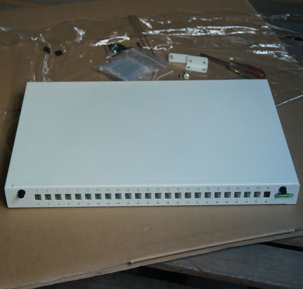 Robust Structure Powder Coated 1u 19" Rack Unit Patch Panel for 12 Lgx Adapter Plates with Slide-out Tray