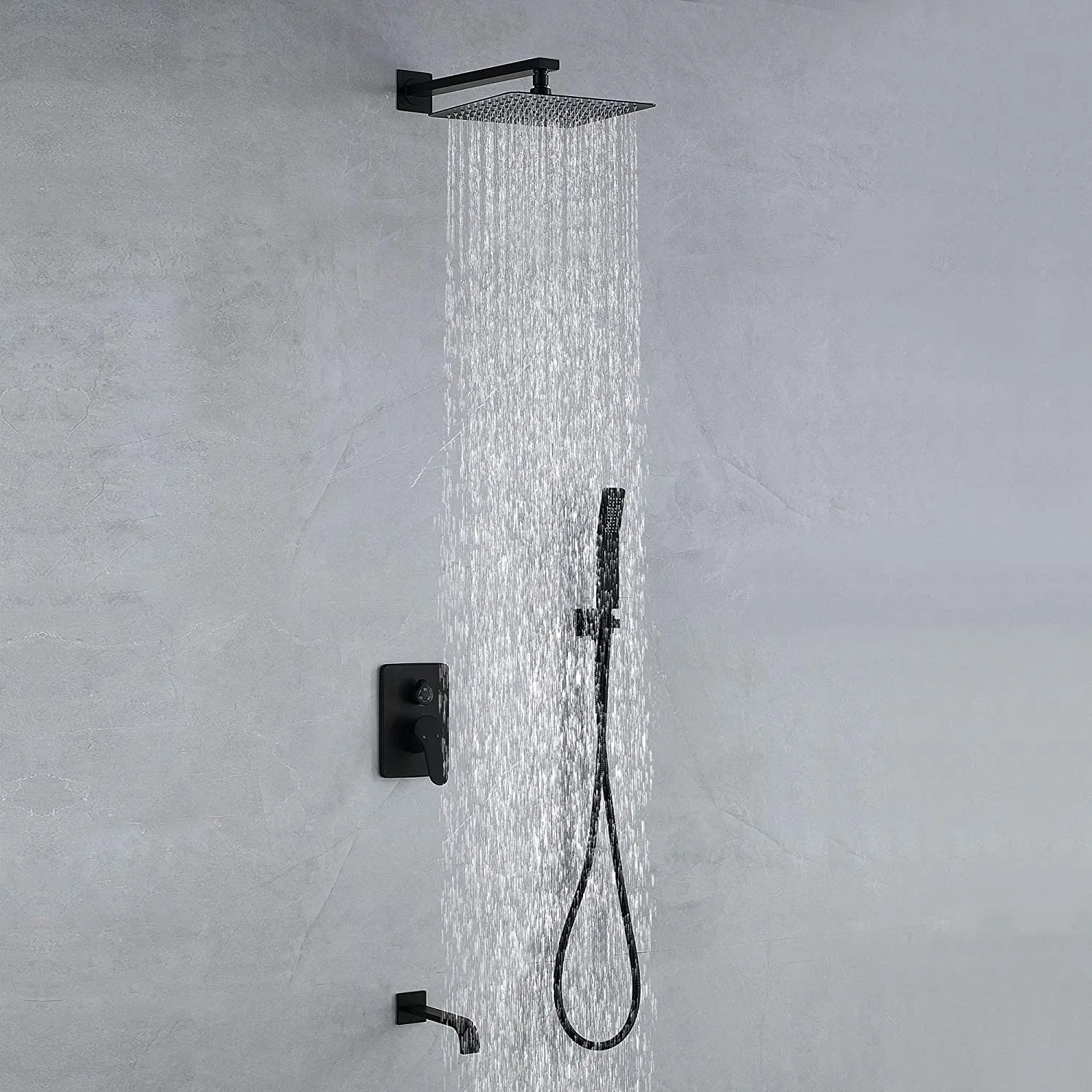 Aquacubic Schwarz Niederschlag Duschkopf Handheld Spray Badezimmer Dusche Wasserhahn Setzen