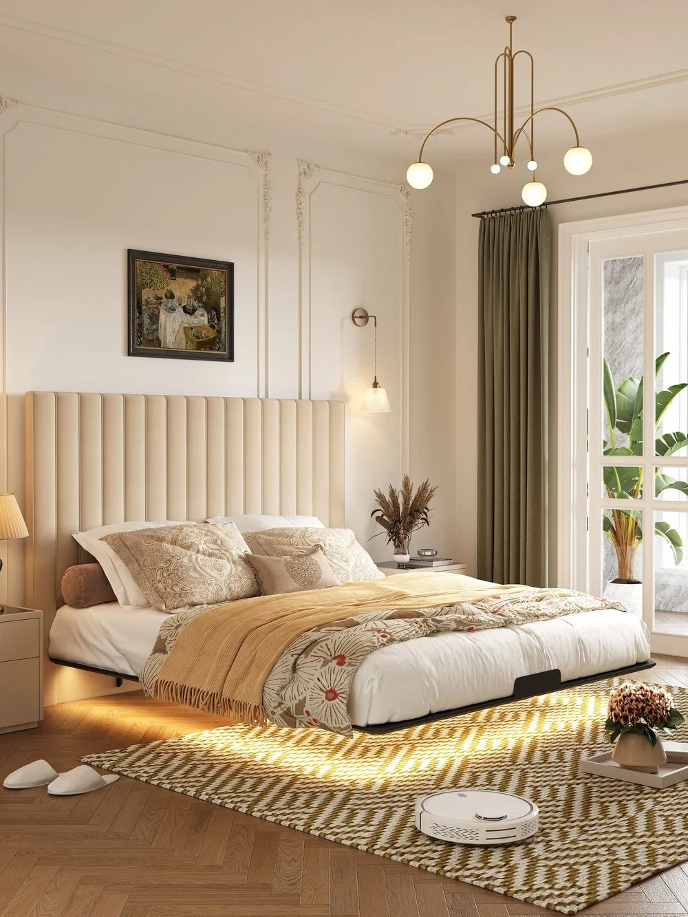 Nouveau design avec lampe à induction, base en acier, couleur optionnelle pour lit de chambre à coucher