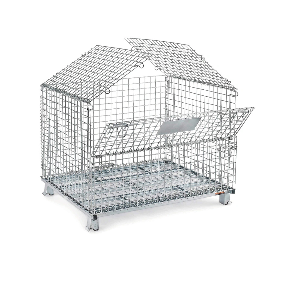 Factory Hot Sale Warehouse Galvanized Folding Wire Mesh Storage Cage Containers