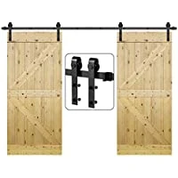 Resistente para trabajo pesado de la puerta del granero de deslizamiento Super kit de hardware de forma suave y silenciosa Simple y fácil de instalar montar 60" panorámico Accesorios puerta