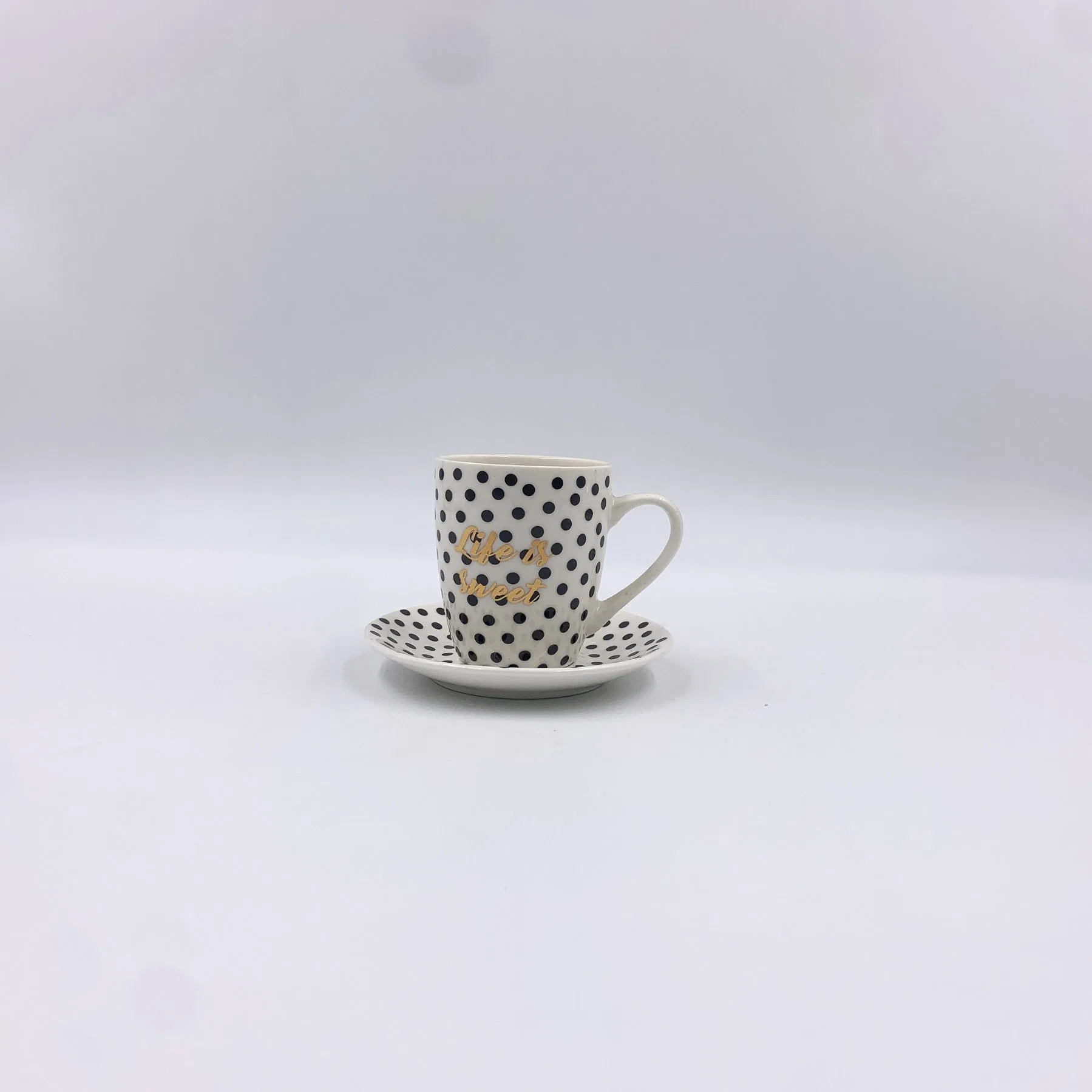 Juego de vajilla de porcelana/China Wholesale "La vida es dulce" palabra de oro Teaset taza de café Utensilios de Cocina decoración personalizada con el logotipo de patrón de colores y diseños