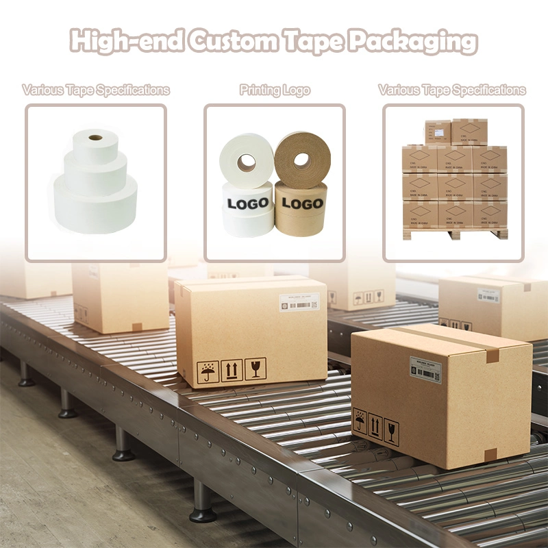 1 Rolls 70mm 150m Brown Paper White Wet Water Activated Kraft Custom Gummed Paper Tape Packaging