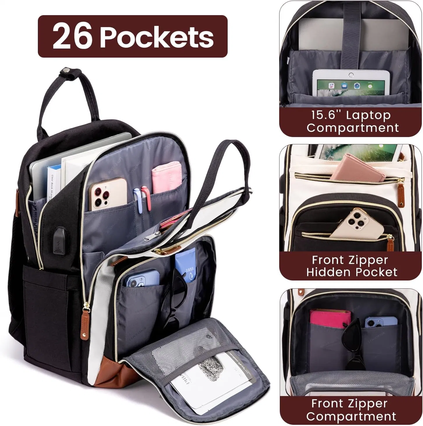 15.6"Waterproof Fashion Travel Laptop Men Women Backpack Fashion Shoulder Bag
