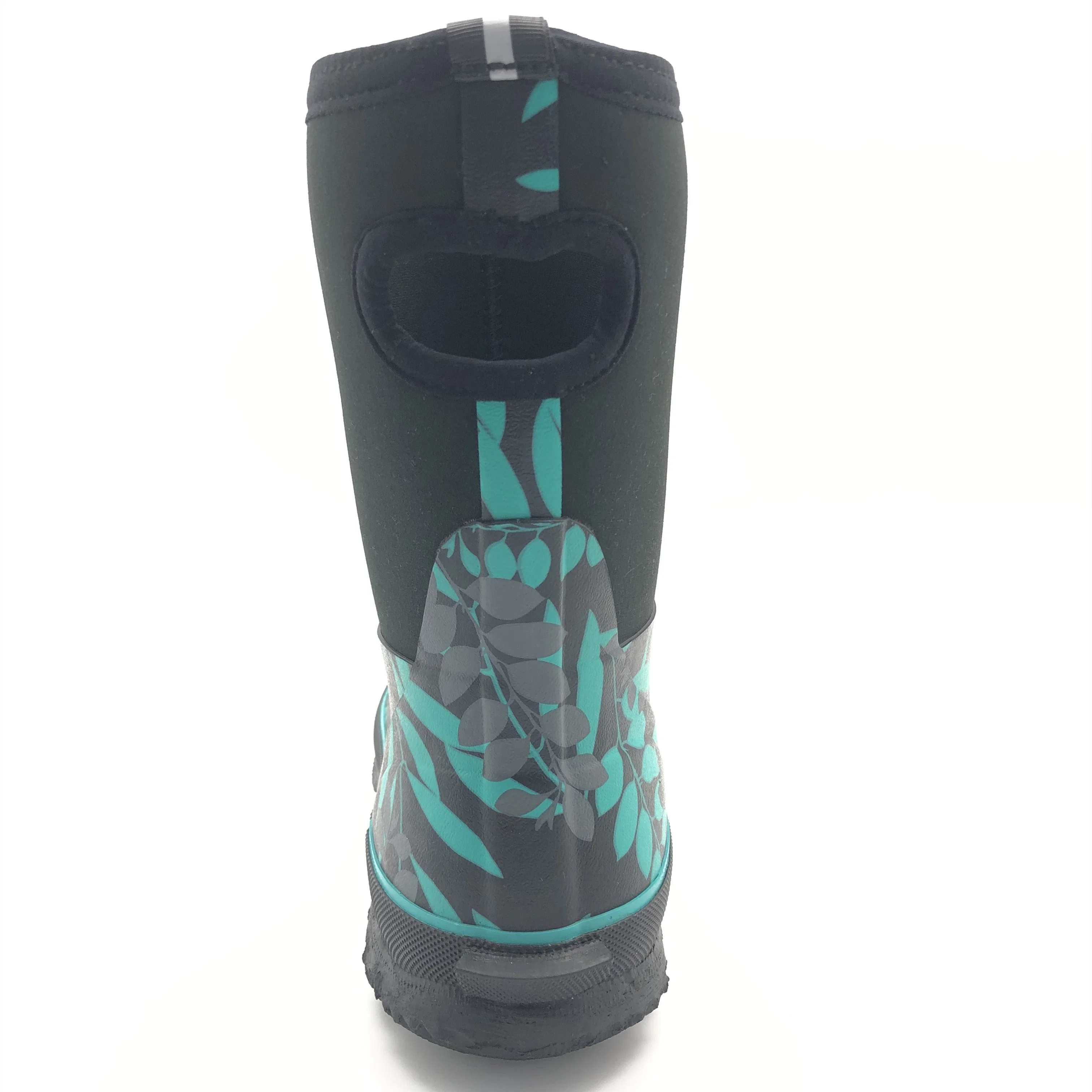 Ladies MID-Calf Flower Print Neoprene Rain Boots for Garden