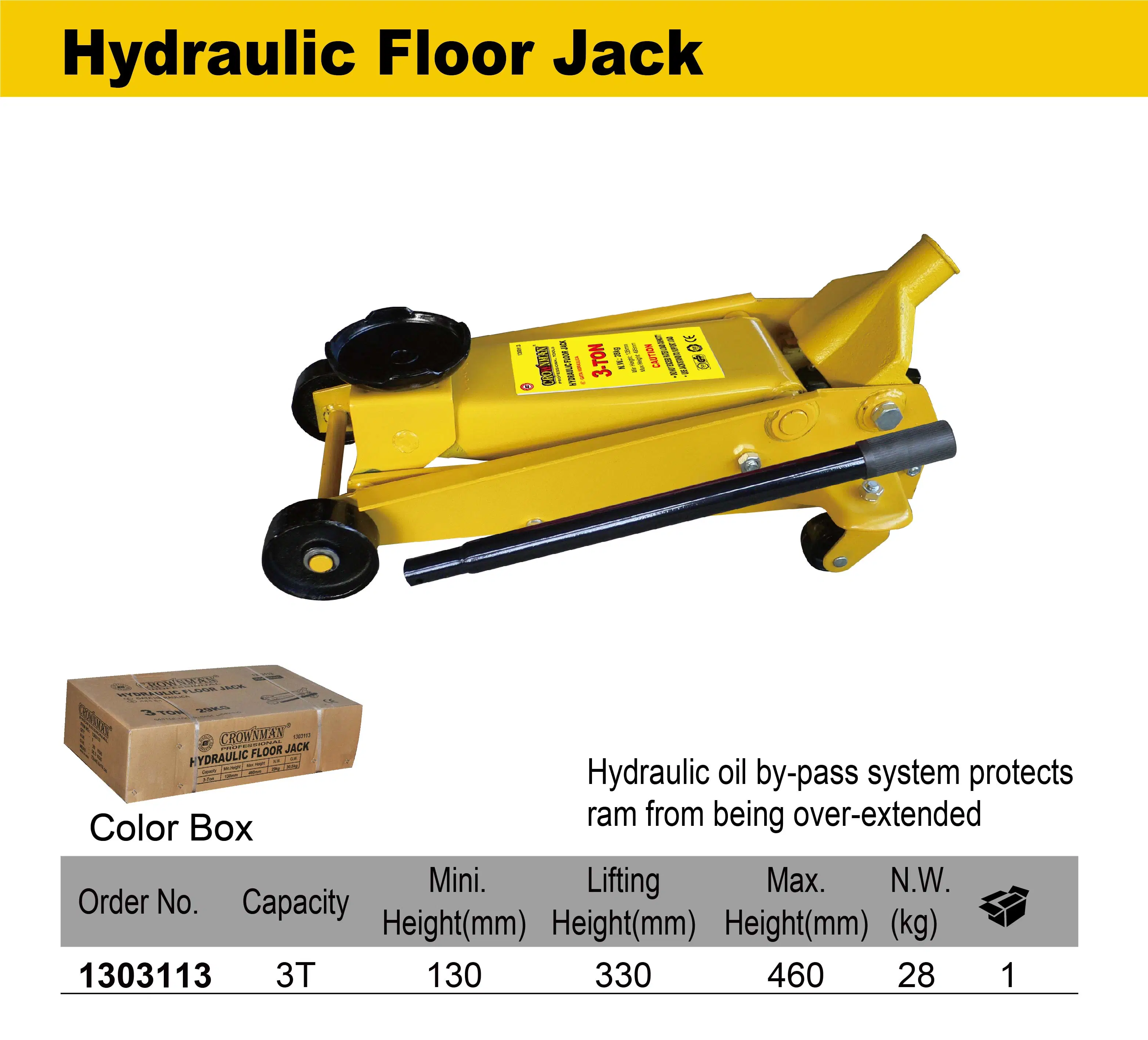 Crownman Automotive Tools, 3 Tons Horizontal Hydraulic Floor Jack