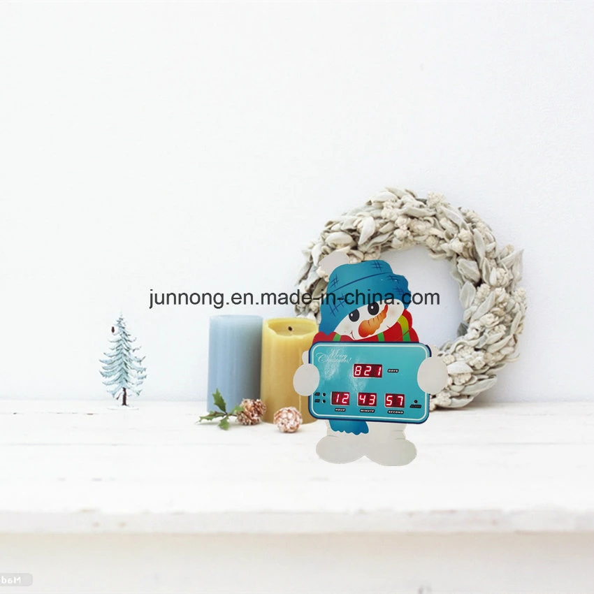 Diseño de muñeco de nieve cuenta regresiva de regalo de Navidad Digital LED Reloj Despertador Escritorio