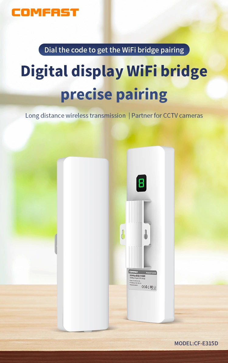 CF-E315D Neue digitale Wireless Bridge 300Mbps 2,4GHz Poe Outdoor WiFi Wireless CPE-Punkt auf Punkt 1km