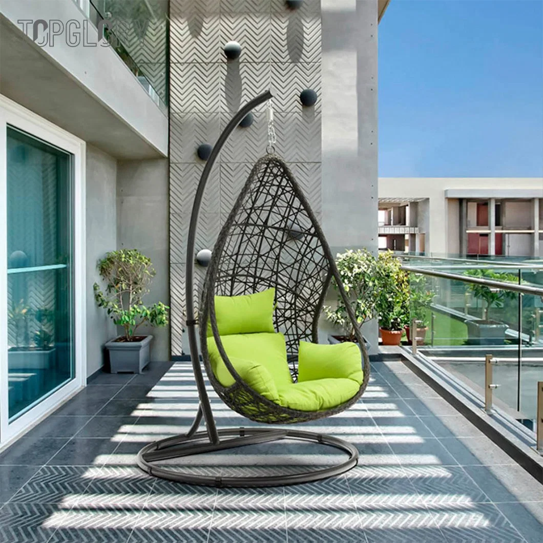 Garden Furniture Patio Hanging Swing Chair Hammock Metal Rattan Egg Outdoor Swing with Stand